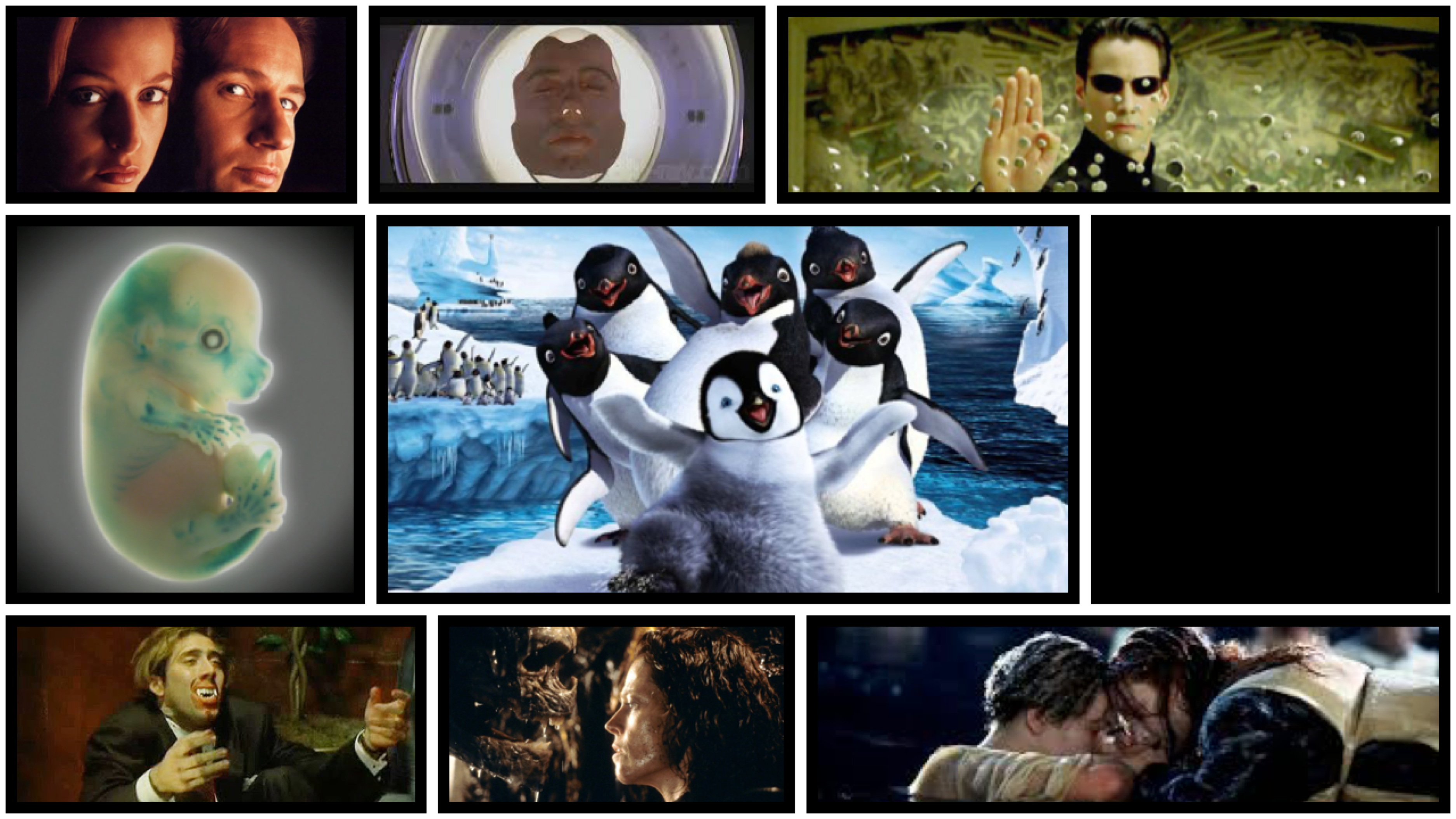 The Matrix The X Files Happy Feet Titanic Face/Off/Alien/Tattooist of Auschwitz/Greystanes/TikTok